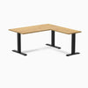 Rubberwood L-shape fixed desk in light oak rubberwood - Desky