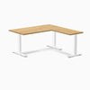 Rubberwood L-shape fixed desk in light oak rubberwood - Desky