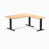 Rubberwood L-shape fixed desk in natural rubberwood - Desky