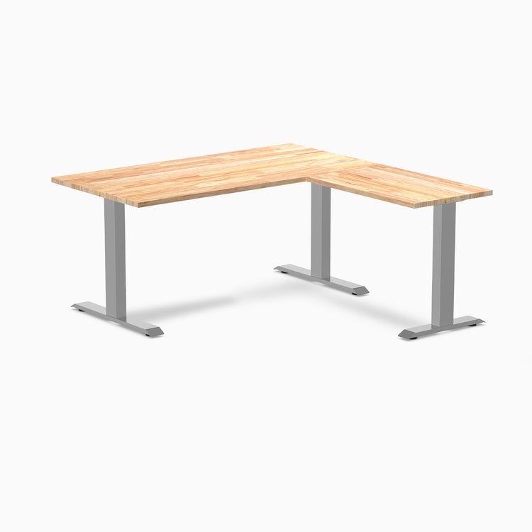 Rubberwood L-shape fixed desk in natural rubberwood - Desky