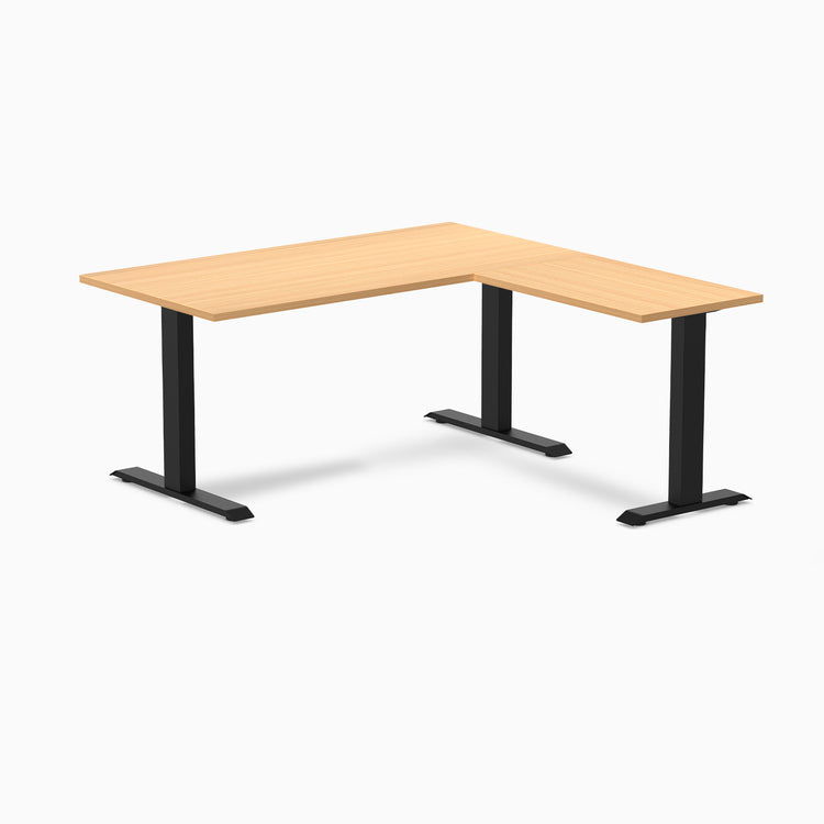 Fixed melamine l-shape fixed office desk select beech - Desky