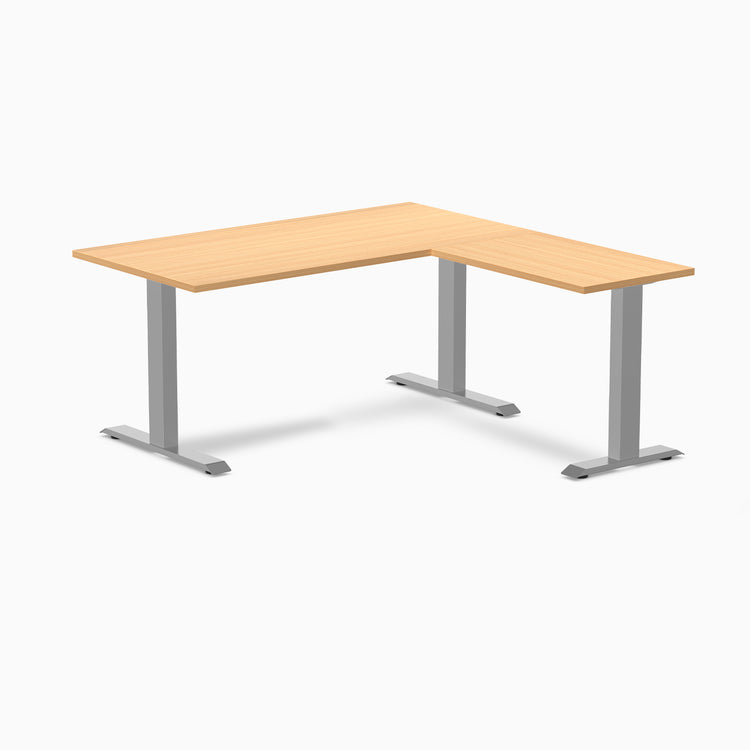 Fixed melamine l-shape fixed office desk select beech - Desky