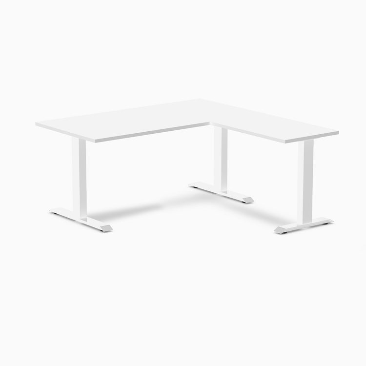 Fixed melamine l-shape fixed office desk white - Desky