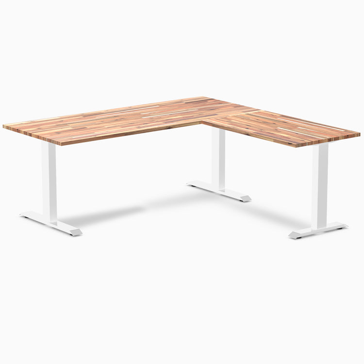 zero softwood l-shape acacia fixed desk