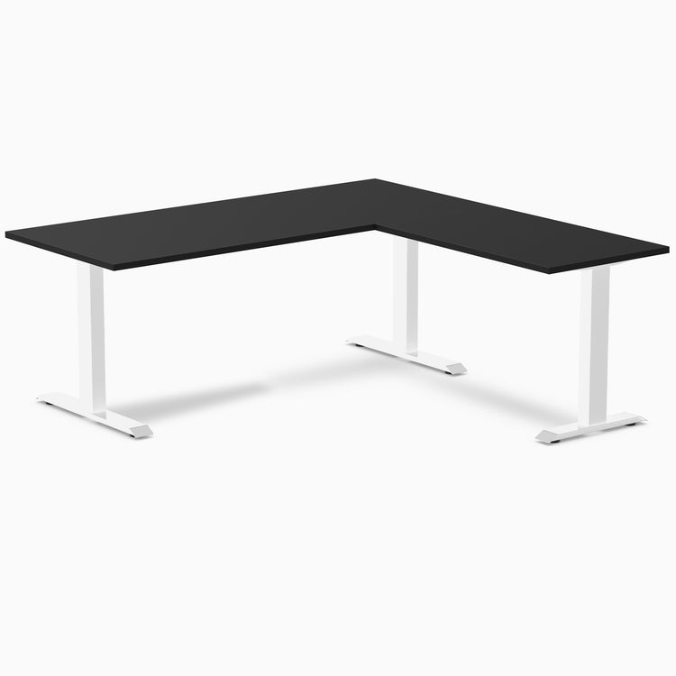 Fixed melamine l-shape fixed office desk black - Desky