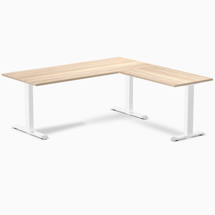 Fixed melamine l-shape fixed office desk classic oak - Desky