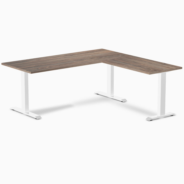 Zero melamine l-shape fixed office desk natural walnut  - Desky