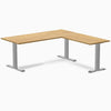 Rubberwood L-shape fixed desk in light oak rubberwood - Desky