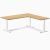 Rubberwood L-shape fixed desk in light oak rubberwood - Desky