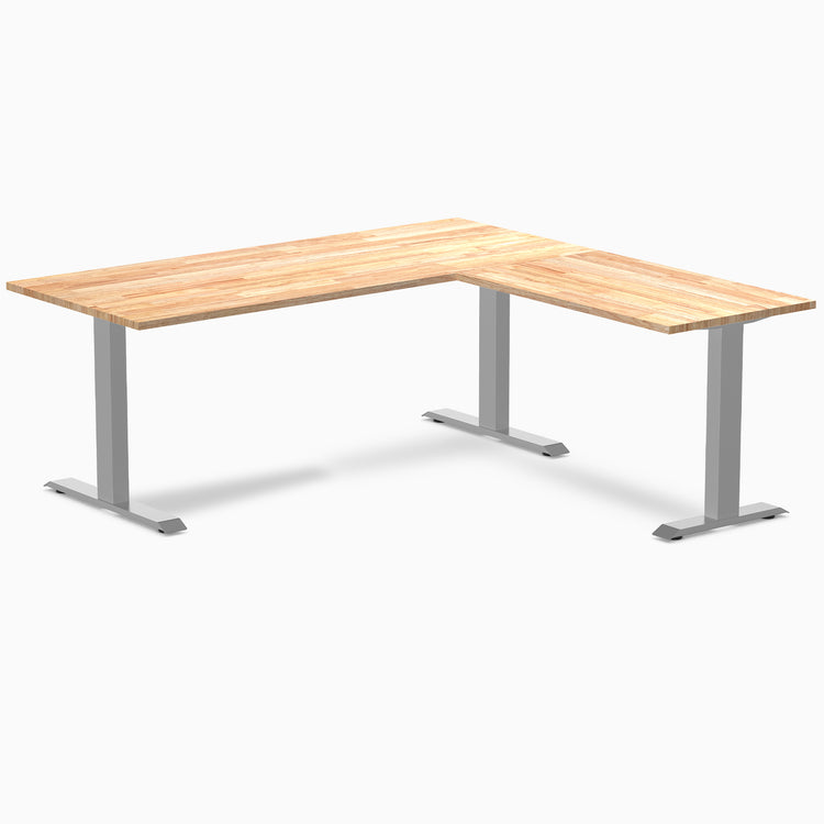 Rubberwood L-shape fixed desk in natural rubberwood - Desky