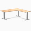 Rubberwood L-shape fixed desk in natural rubberwood - Desky