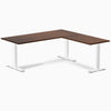 Rubberwood L-shape fixed desk in red walnut rubberwood - Desky