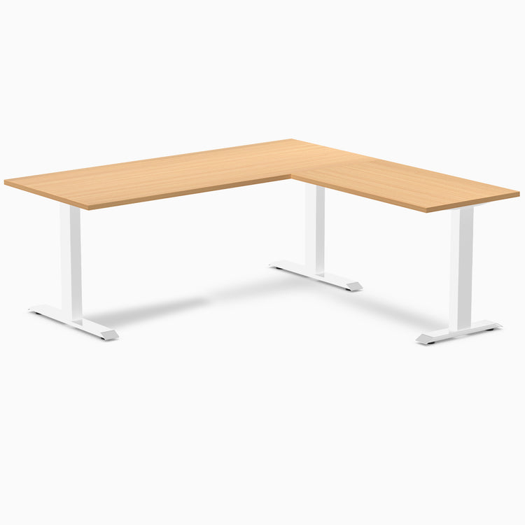 Fixed melamine l-shape fixed office desk select beech - Desky