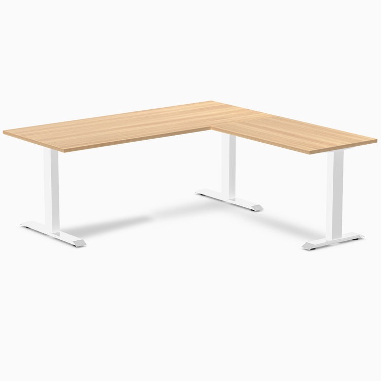 Fixed melamine l-shape fixed office desk sublime teak - Desky