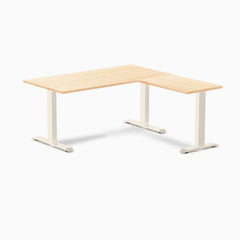 Desky Zero Hardwood L-Shape Office Desk, Maple desktop, Wheat frame