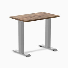 Desky Zero Mini Hardwood Office Desk-Fixed Desks-Desky-Natural Walnut Hardwood-800x500mm-Grey-Desky® Australia