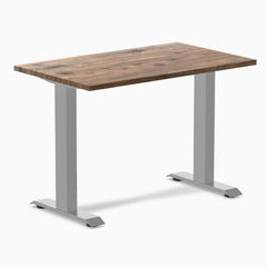 Desky Zero Mini Hardwood Office Desk-Fixed Desks-Desky-Natural Walnut Hardwood-1000x600mm-Grey-Desky® Australia