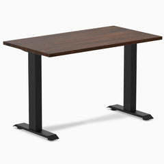 Desky fixed mini rubberwood sit stand desk in dark walnut 