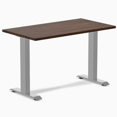 Desky fixed mini rubberwood sit stand desk in dark walnut 