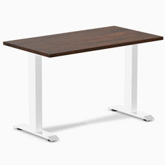 Desky fixed mini rubberwood sit stand desk in dark walnut 