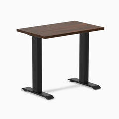 Desky fixed mini rubberwood sit stand desk in dark walnut 
