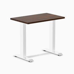 Desky fixed mini rubberwood sit stand desk in dark walnut 