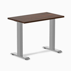 Desky fixed mini rubberwood sit stand desk in dark walnut 