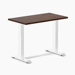 Desky fixed mini rubberwood sit stand desk in dark walnut 