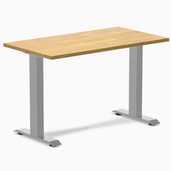 Desky fixed mini rubberwood sit stand desk in light oak