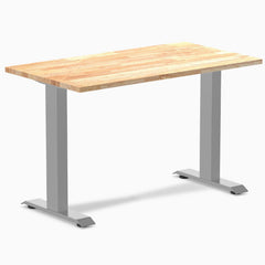Desky fixed mini rubberwood sit stand desk in natural rubber