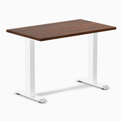 Desky fixed mini rubberwood sit stand desk in red walnut 