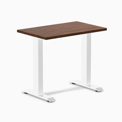 Desky fixed mini rubberwood sit stand desk in red walnut 