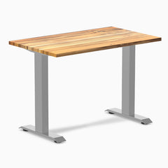 Desky Zero Mini Hardwood Office Desk-Fixed Desks-Desky-Teak-1000x600mm-Grey-Desky® Australia