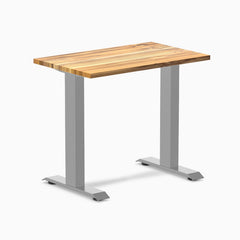 Desky Zero Mini Hardwood Office Desk-Fixed Desks-Desky-Teak-800x500mm-Grey-Desky® Australia