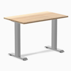 Desky Zero Mini Hardwood Office Desk-Fixed Desks-Desky-White Ash-1000x600mm-Grey-Desky® Australia