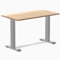 Desky Zero Mini Hardwood Office Desk-Fixed Desks-Desky-White Ash-1100x600mm-Grey-Desky® Australia