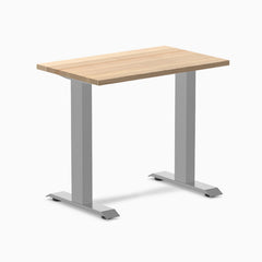 Desky Zero Mini Hardwood Office Desk-Fixed Desks-Desky-White Ash-800x500mm-Grey-Desky® Australia