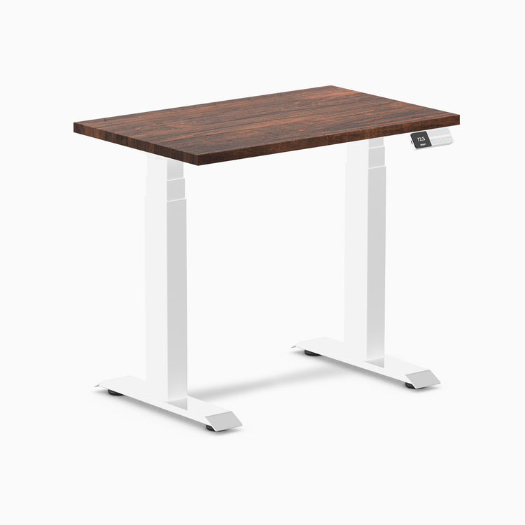 dual mini softwood standing desk rustic pine - Desky