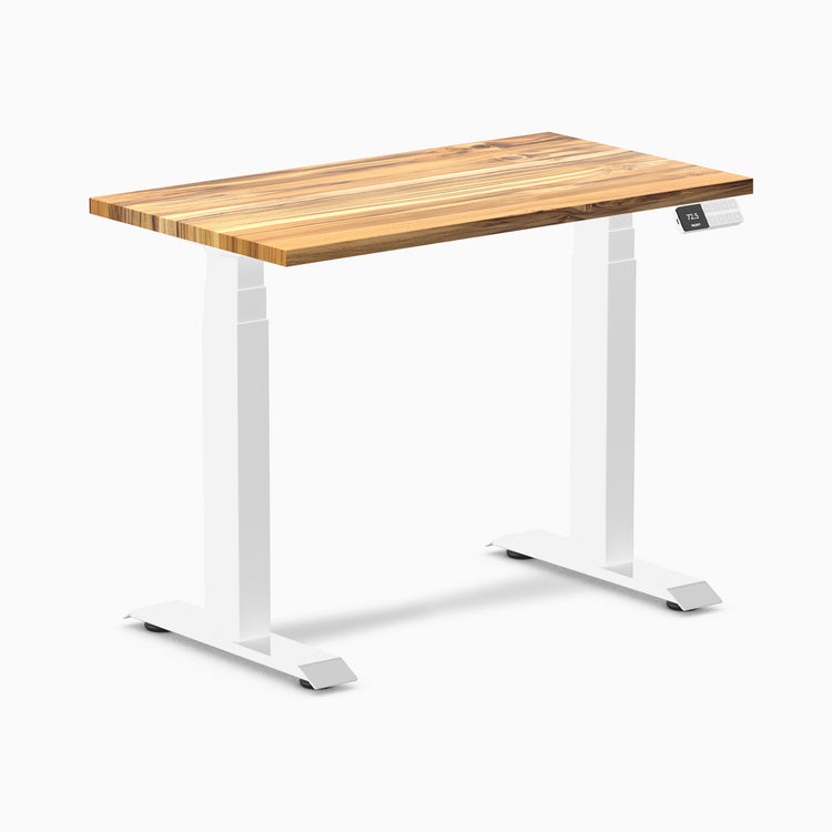 Almost perfect hardwood teak mini standing desk - Desky