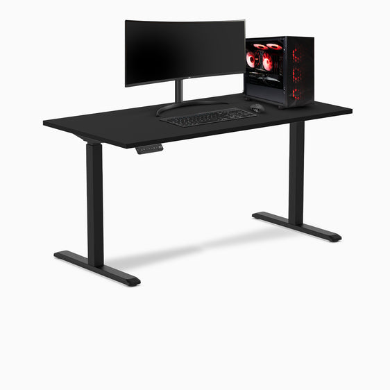 Black single sit stand gaming desk - Desky