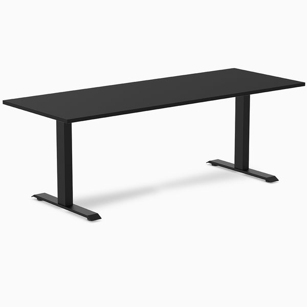 Desky Zero Melamine Office Desk, Black desktop, Matte Black frame