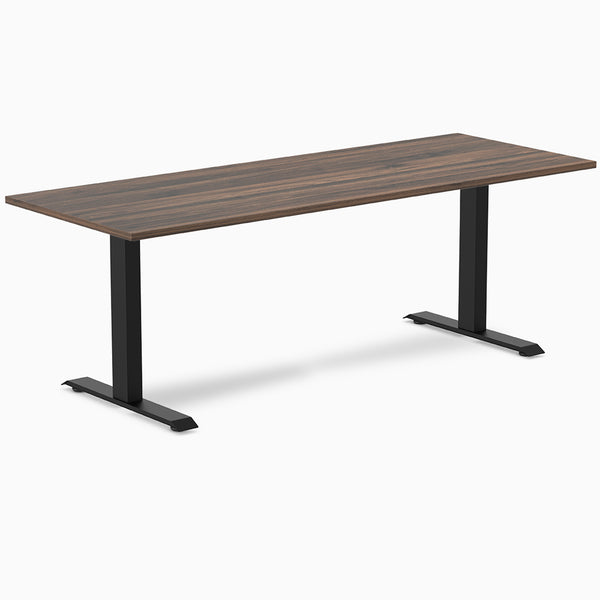 Desky Zero Melamine Office Desk, Jarrah Legno desktop, Matte Black frame