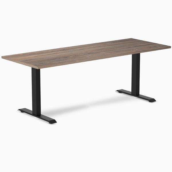 Desky Zero Melamine Office Desk, Natural Walnut desktop, Matte Black frame