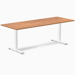 Desky Zero Melamine Office Desk, Prime Oak desktop, White frame