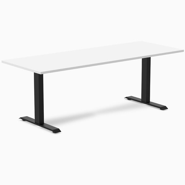 Desky Zero Melamine Office Desk, White desktop, Matte Black frame