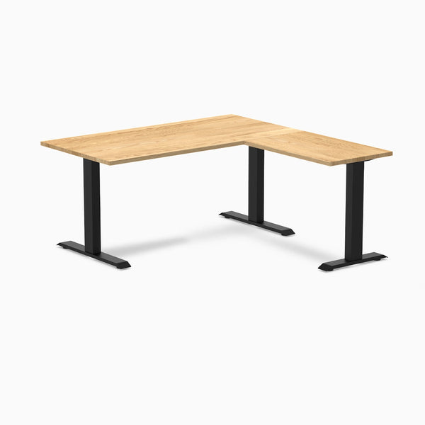 Desky Zero Hardwood L-Shape Office Desk-Desks-Desky-White Oak-1500x750x1550x500mm-Matte Black-Desky® Australia