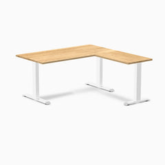Desky Zero Hardwood L-Shape Office Desk-Desks-Desky-White Oak-1500x750x1550x500mm-White-Desky® Australia