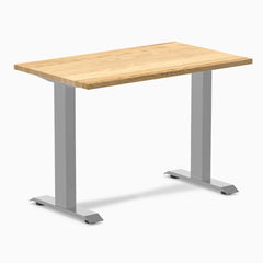 Desky Zero Mini Hardwood Office Desk-Fixed Desks-Desky-White Oak-1000x600mm-Grey-Desky® Australia