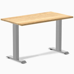 Desky Zero Mini Hardwood Office Desk-Fixed Desks-Desky-White Oak-1100x600mm-Grey-Desky® Australia