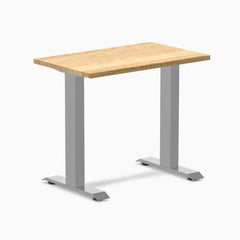 Desky Zero Mini Hardwood Office Desk-Fixed Desks-Desky-White Oak-800x500mm-Grey-Desky® Australia